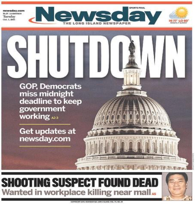 newsday, shutdowm